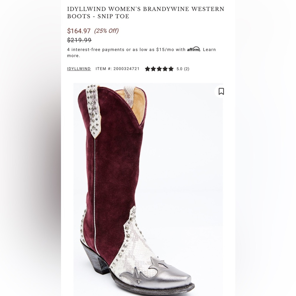 Idyllwind Western boots. Wide calf. Size 8 - Picture 4 of 6